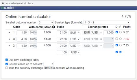 surebet calculator 2 way